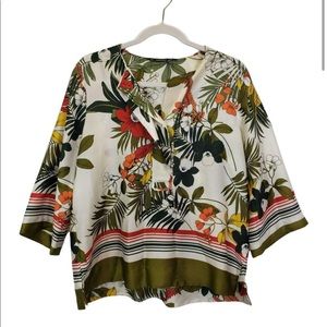 Zara Oversized Tropical Print Blouse